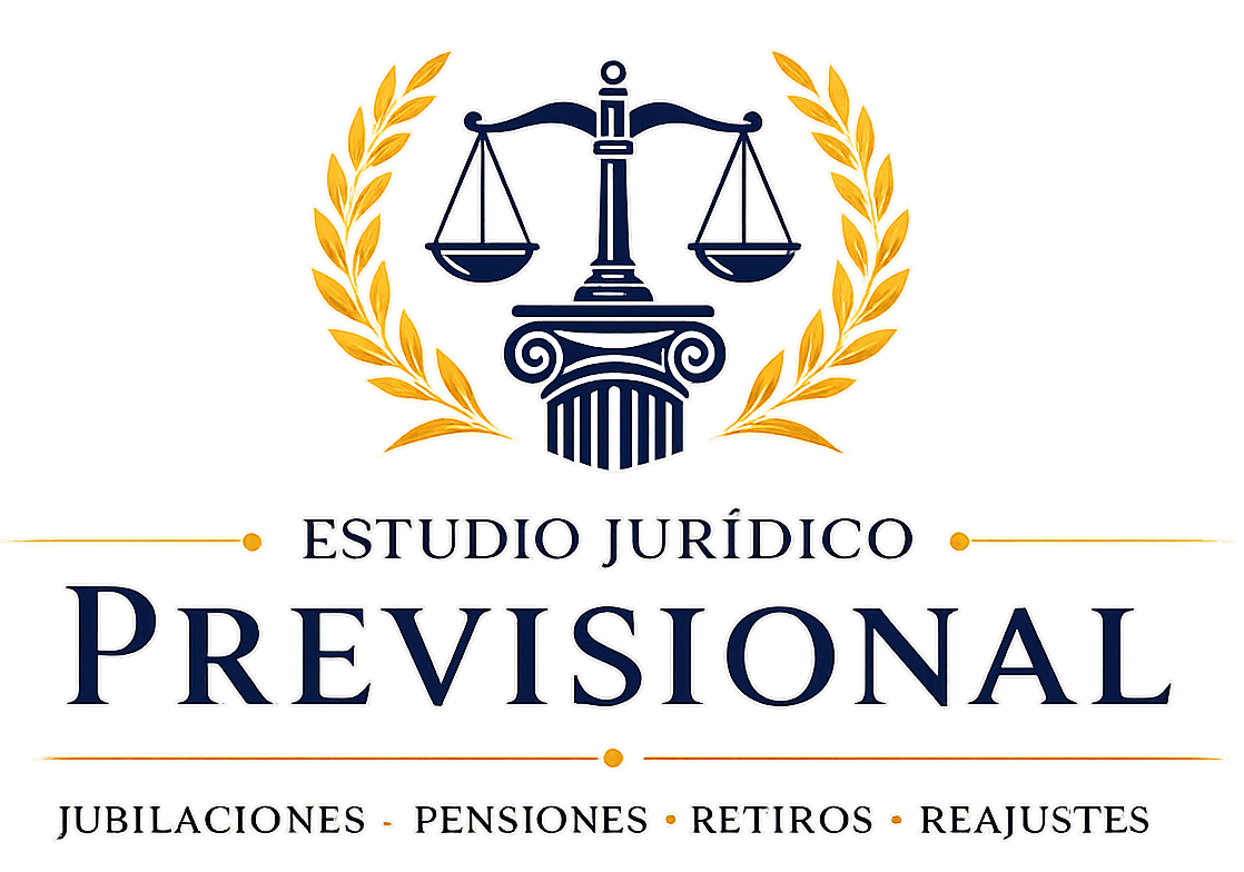 Sello del estudio jurídico previsional, especializado en jubilaciones, pensiones, retiros y reajustes